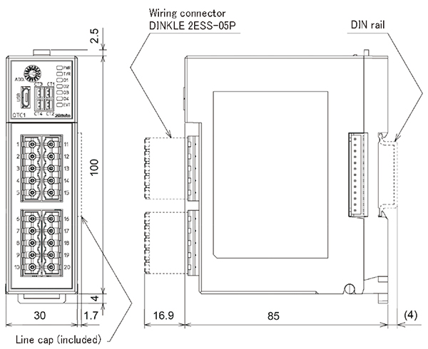 QTC1-4 (Connector type) Dimensions