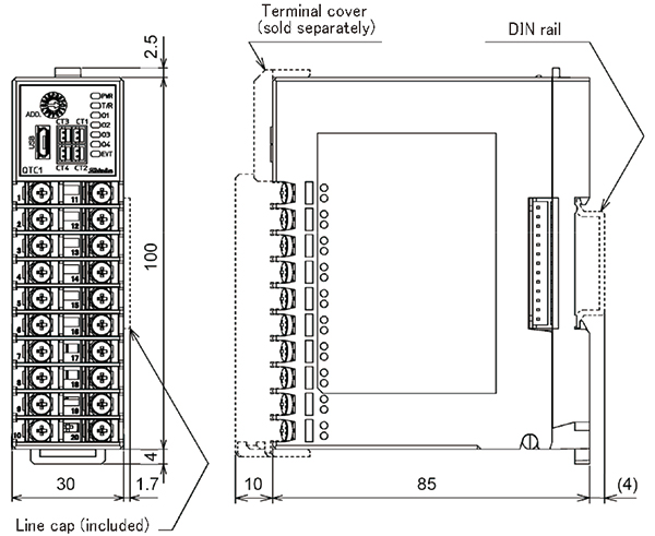 QTC1-4 (Terminal block type) Dimensions 